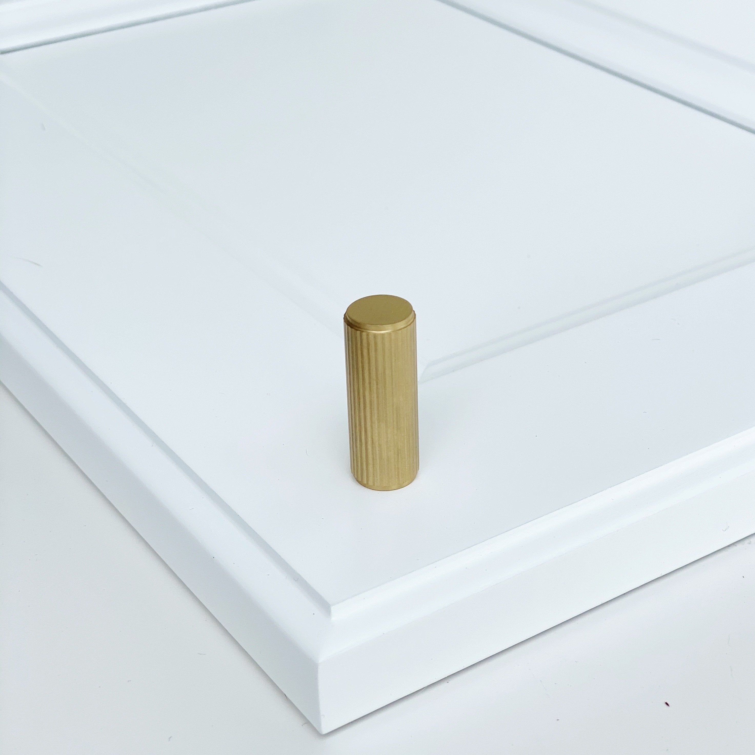 Brass Solid "Texture Lines" Knurled Drawer Pulls and Knobs in Satin Brass | Pulls