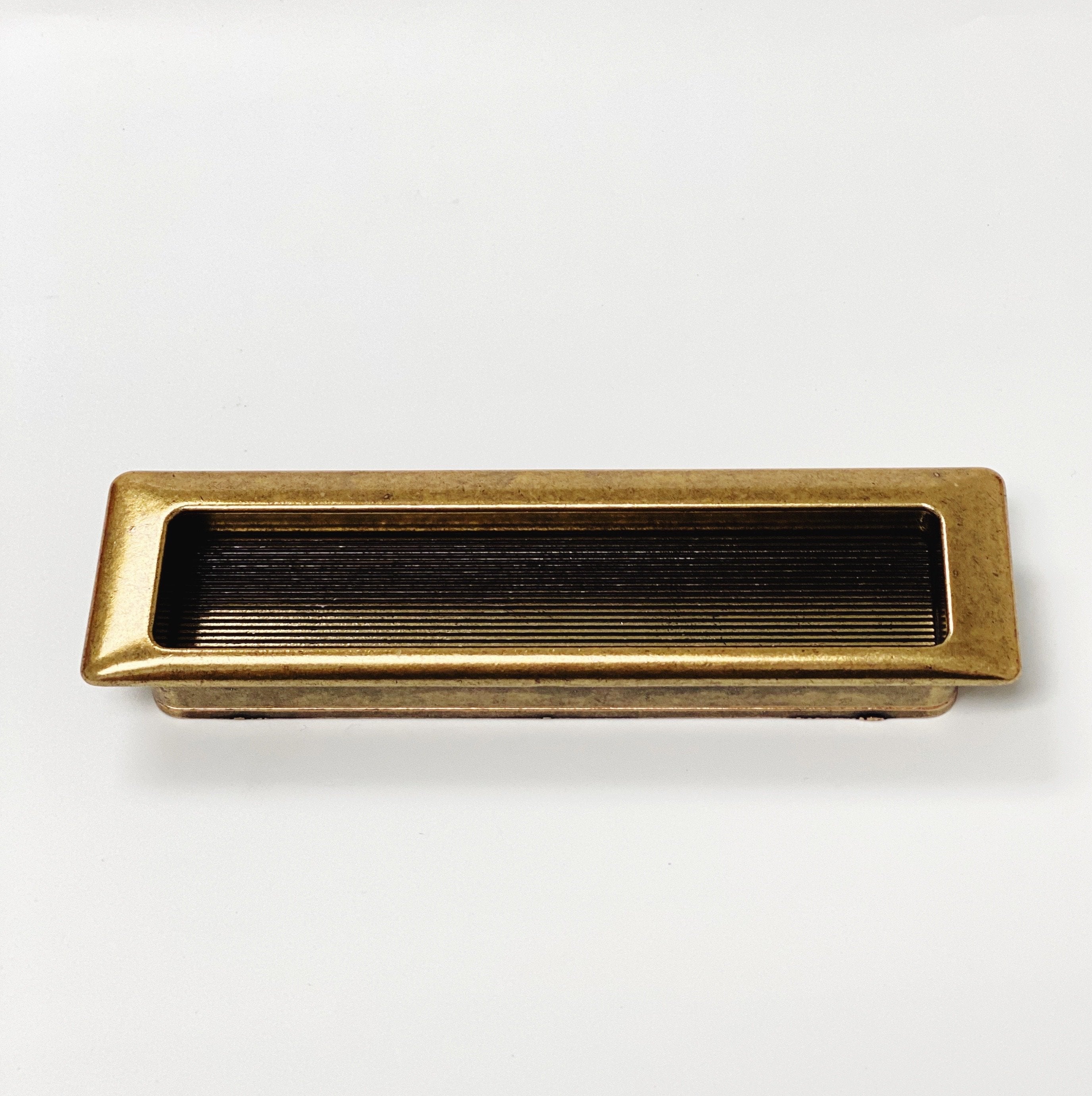 Recessed Large Antique Brass Drawer Pulls - Closet Door and Drawer Handle | Pulls