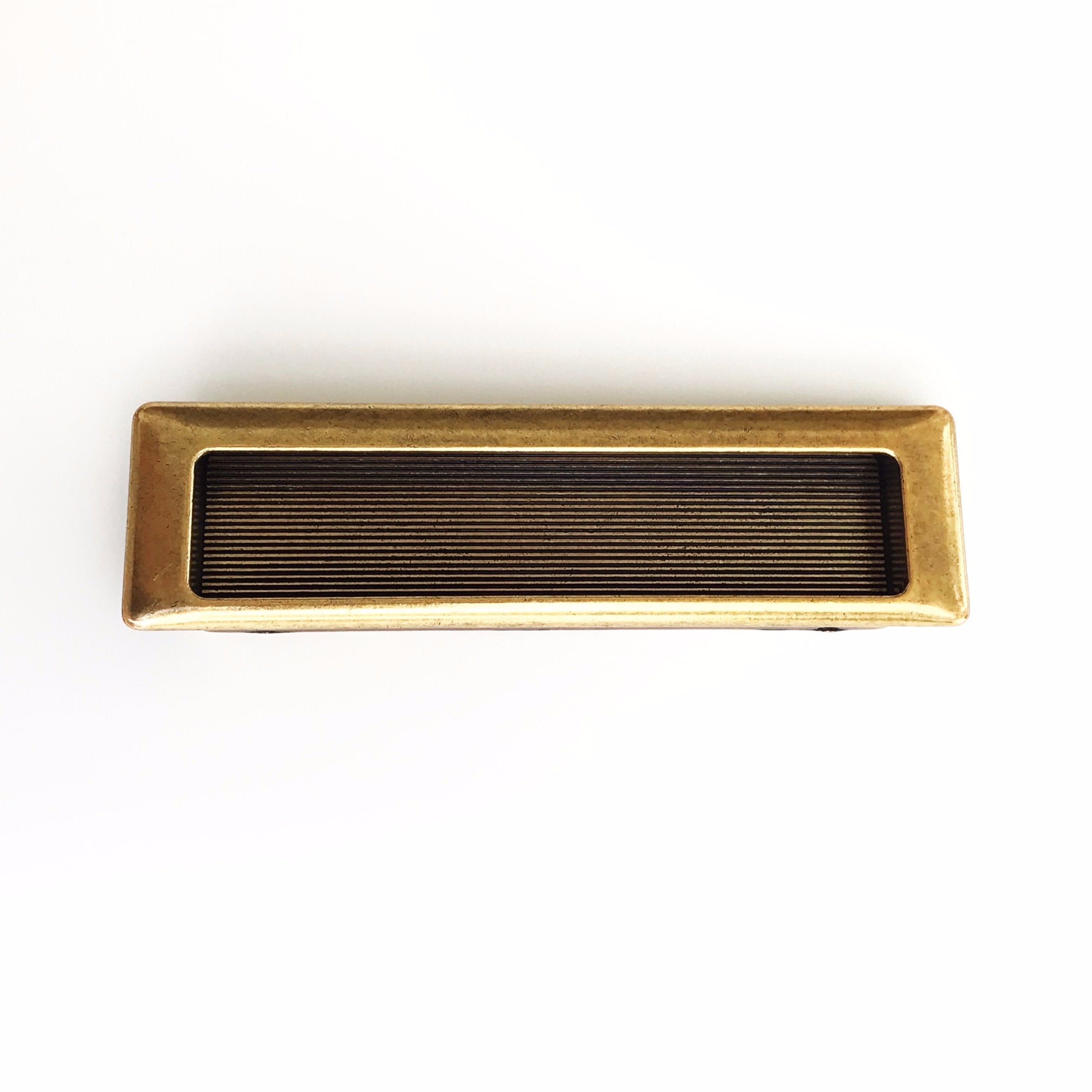 Recessed Large Antique Brass Drawer Pulls - Closet Door and Drawer Handle | Pulls