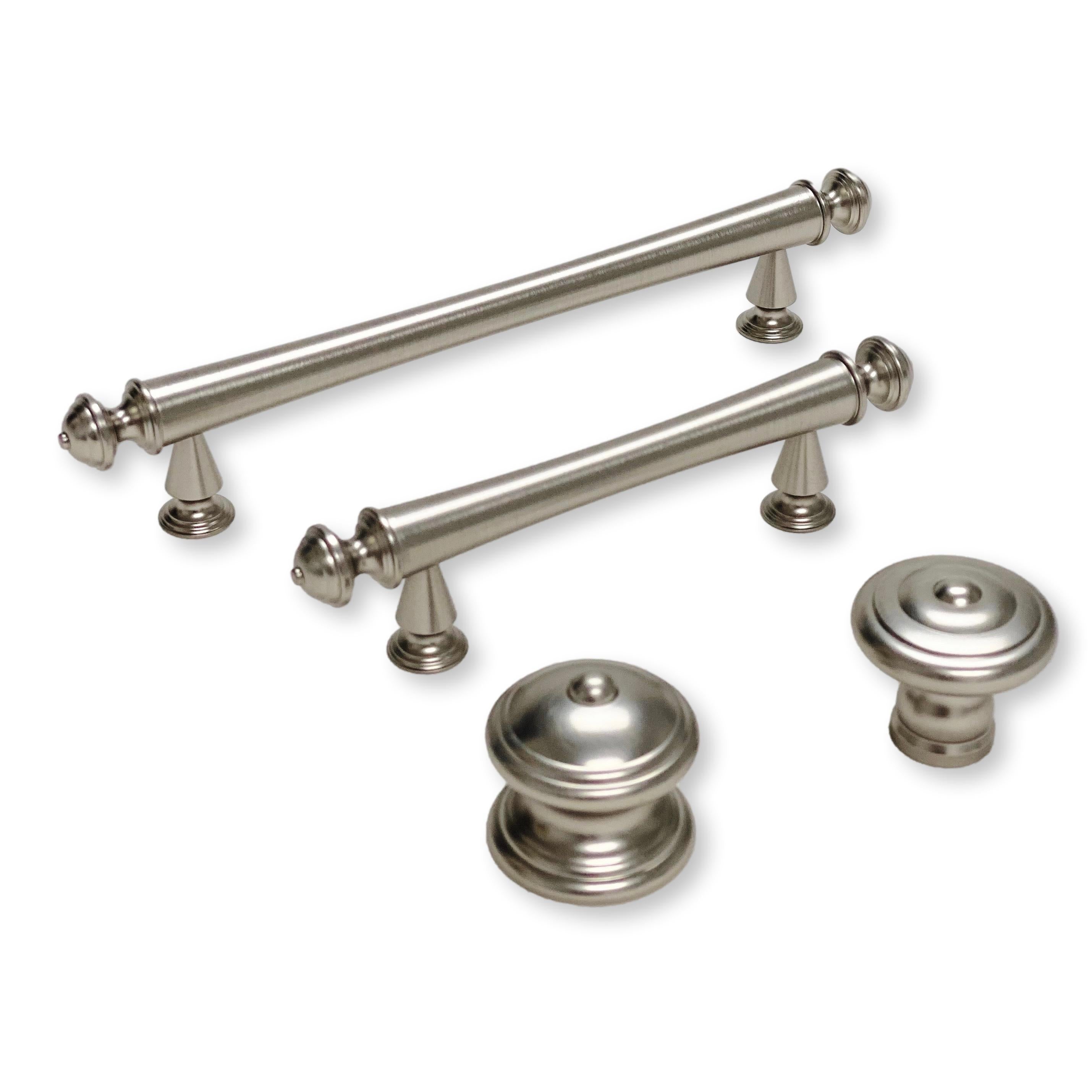 Brushed Nickel "Emmeline" Cabinet Knobs and Drawer Pulls - Forge Hardware Studio