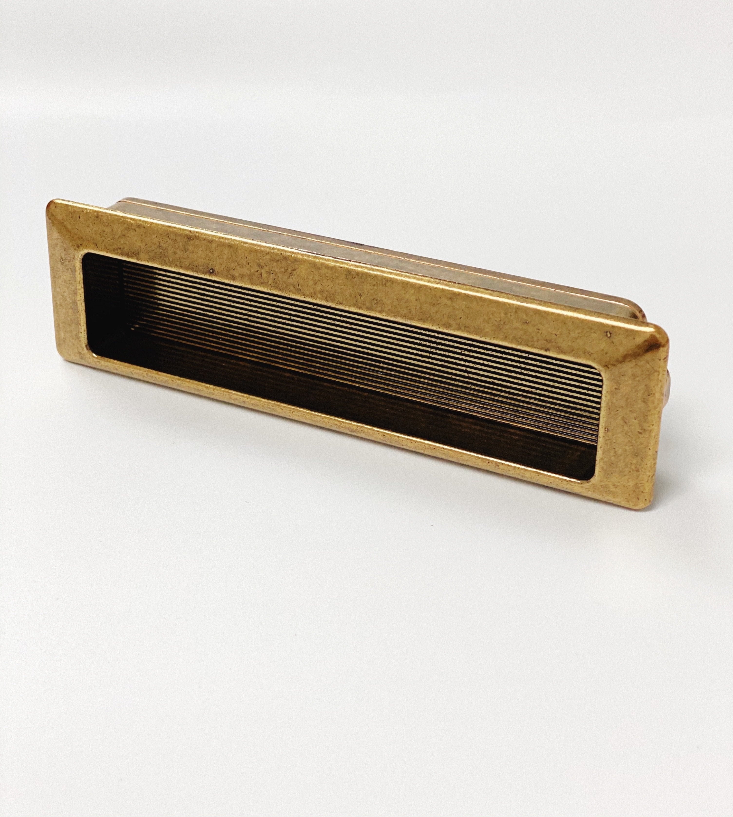 Recessed Large Antique Brass Drawer Pulls - Closet Door and Drawer Handle | Pulls