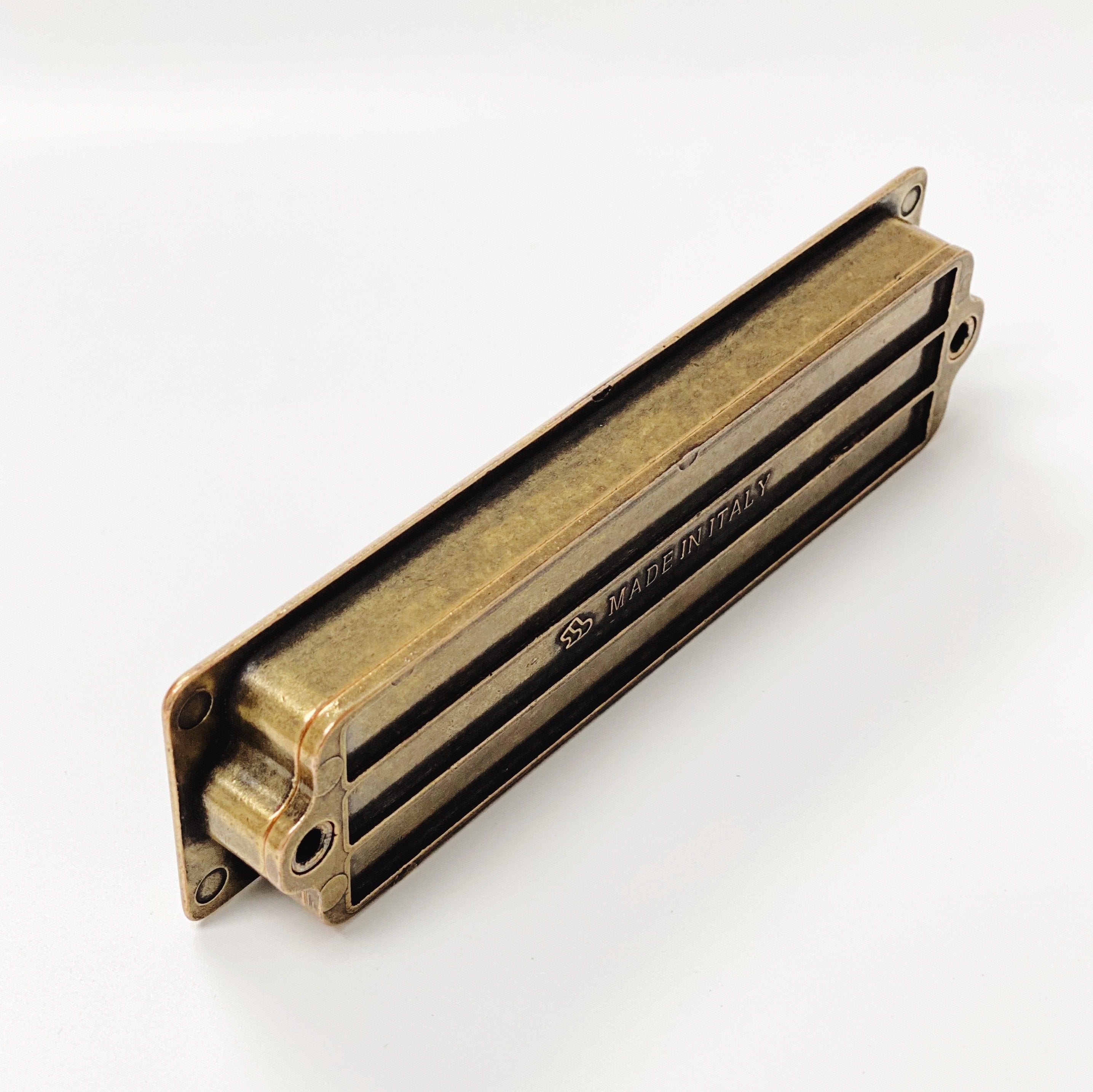 Recessed Large Antique Brass Drawer Pulls - Closet Door and Drawer Handle | Pulls