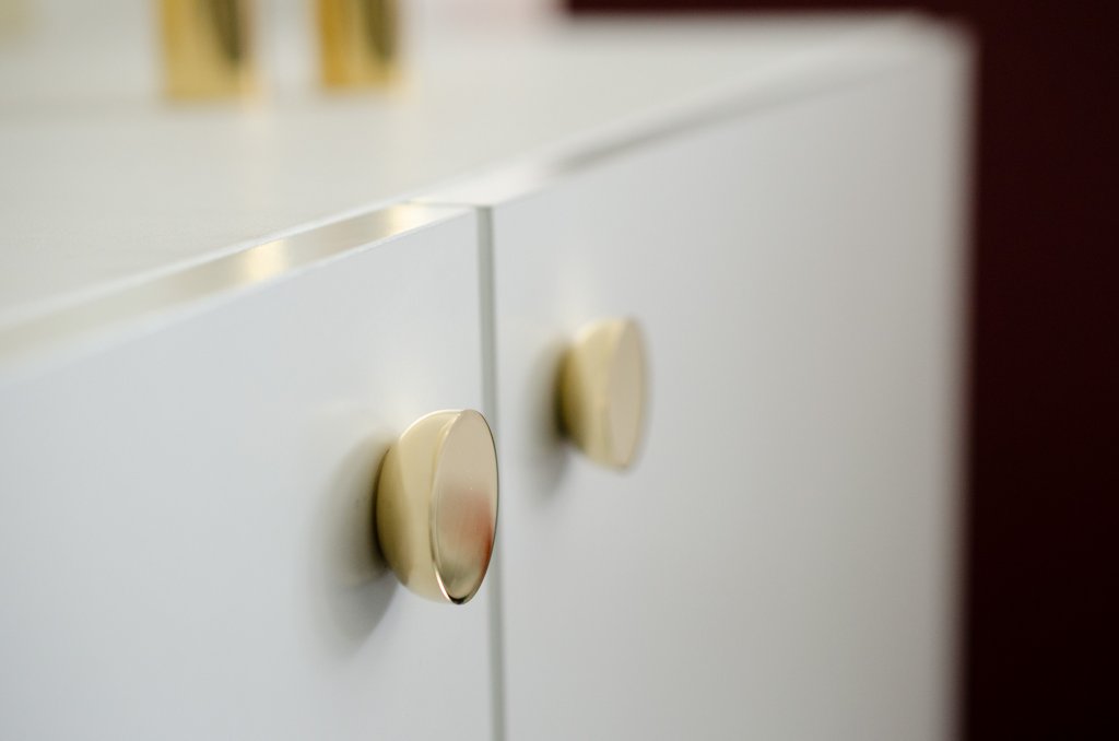 Unlacquered Polished Brass "Bowl" Modern Round Cabinet Knob - Industry Hardware