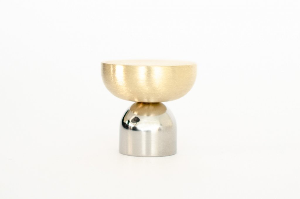 Brass and Nickel " Raised Bowl" Round Cabinet Knob and Hook - Industry Hardware