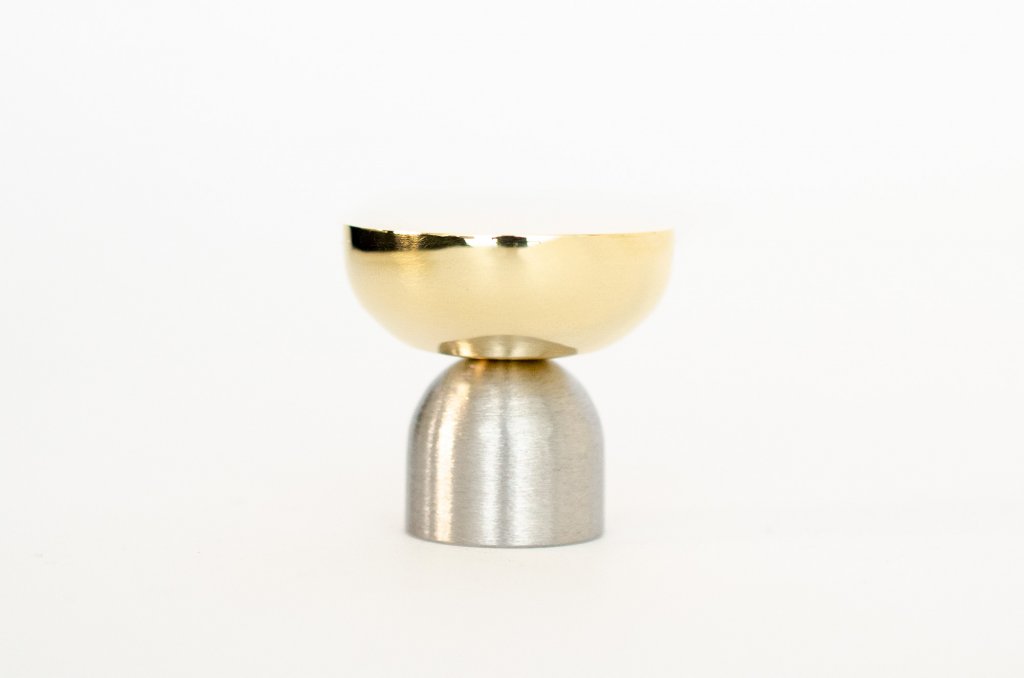 Brass and Nickel " Raised Bowl" Round Cabinet Knob and Hook - Industry Hardware