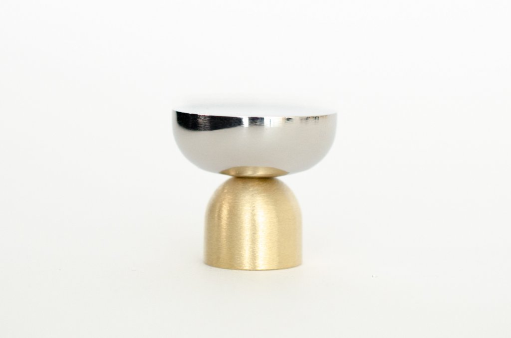 Brass and Nickel " Raised Bowl" Round Cabinet Knob and Hook - Industry Hardware