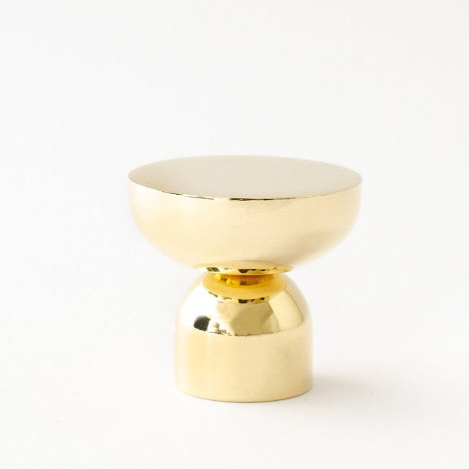 Unlacquered Polished Brass "Raised Bowl" Round Cabinet Knob and Hook - Industry Hardware