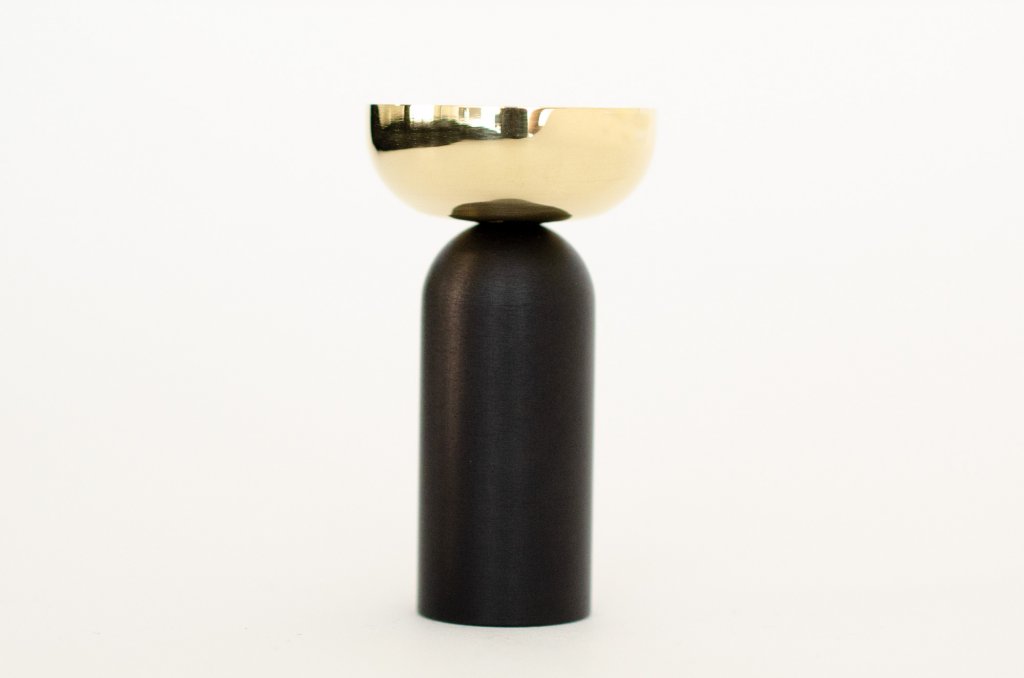 Brass and Black "Pedestal Bowl" Round Wall Hook - Industry Hardware