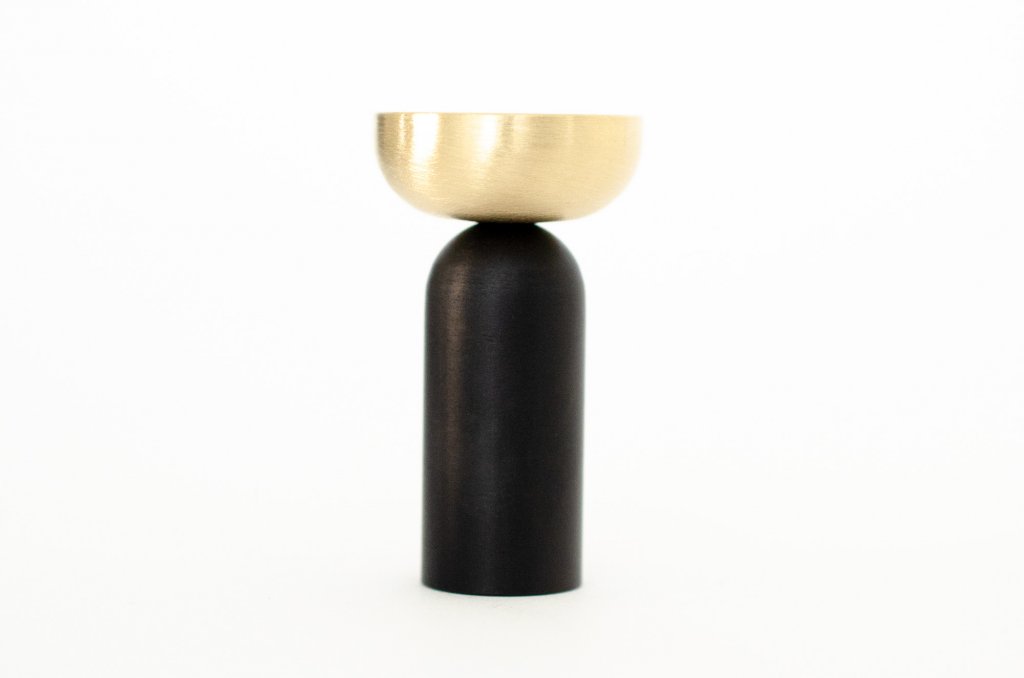 Brass and Black "Pedestal Bowl" Round Wall Hook - Industry Hardware