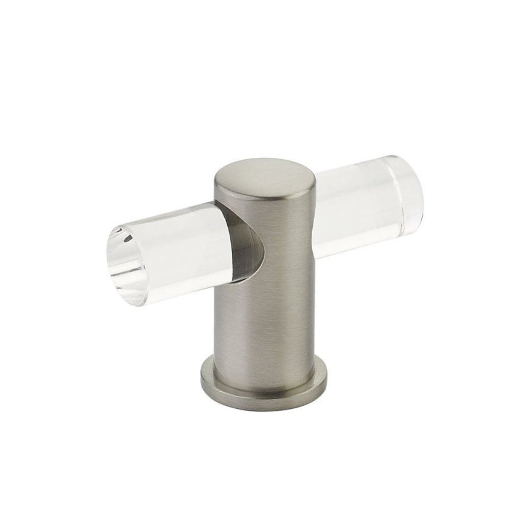 Satin Nickel and Lucite "Lumiere" Cabinet Knobs and Drawer Pulls - Brass Cabinet Hardware