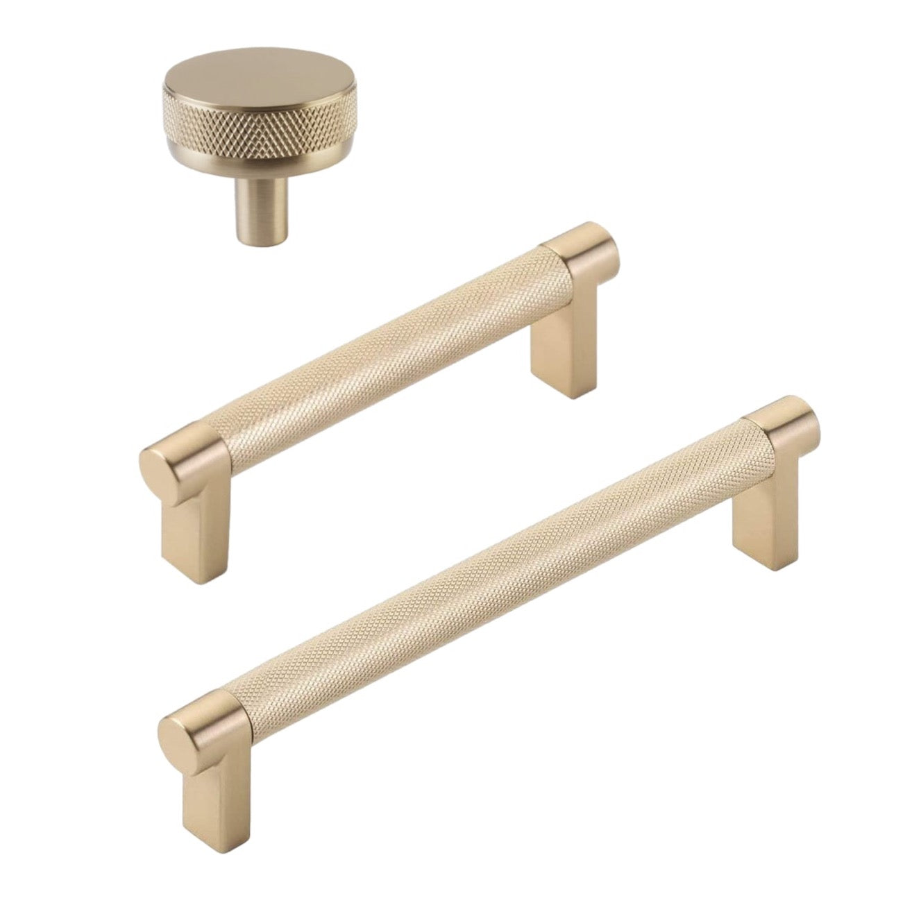 Knurled "U-Shaped" Champagne Bronze Cabinet Knobs and Drawer Pulls - Forge Hardware Studio