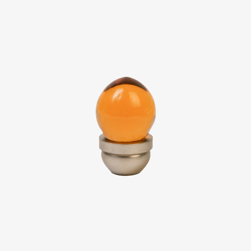 Round Lew's Hardware Brushed Nickel Orange Glass Cabinet Knob