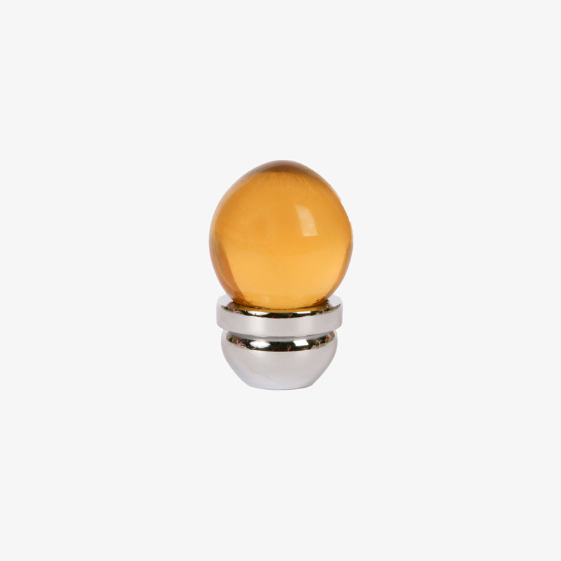 Round Lew's Hardware Polished Nickel Orange Glass Cabinet Knob