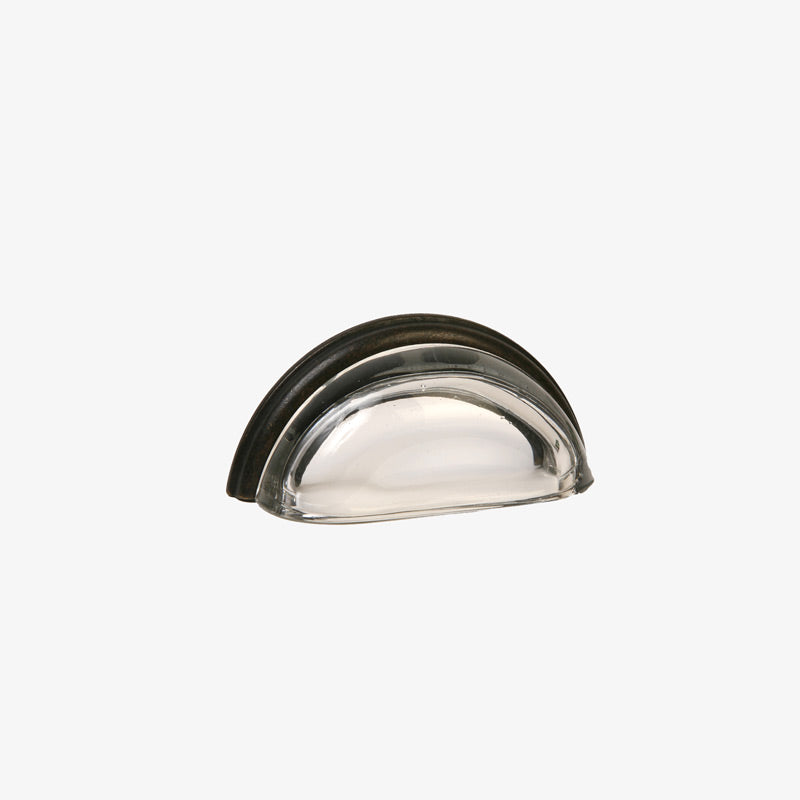 Lew's 3" Clear Glass Cup Pull in Oil Rubbed Bronze [26-301]