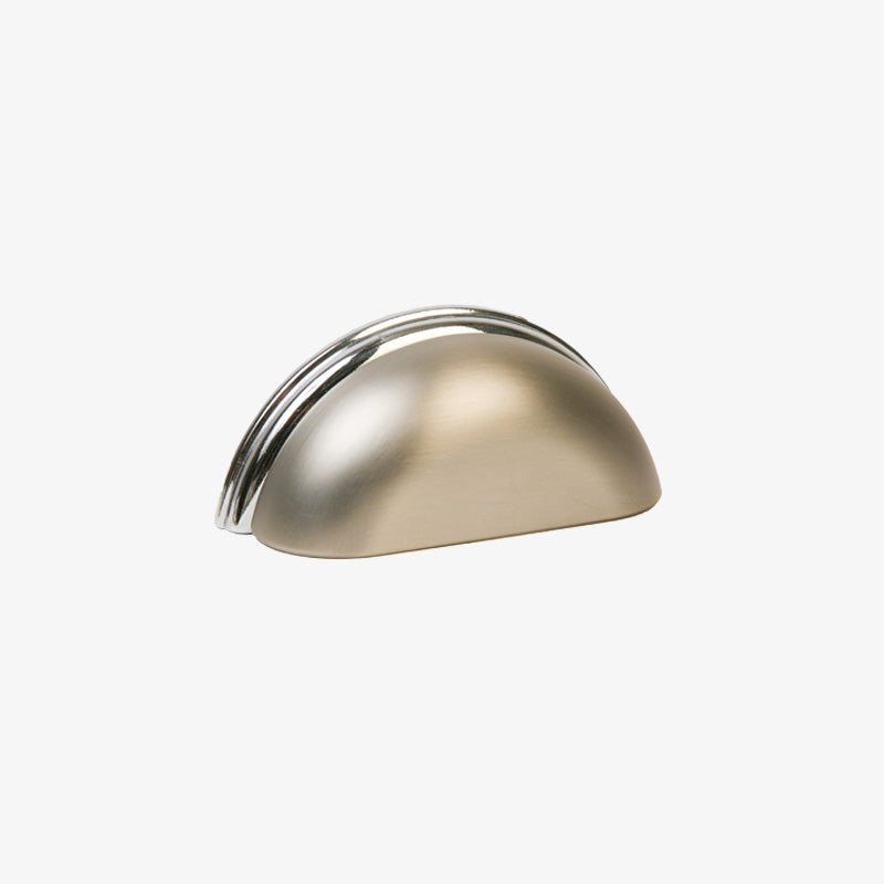 Lew's 3" Brushed Nickel and Chrome Cup Drawer Pull [28-401]