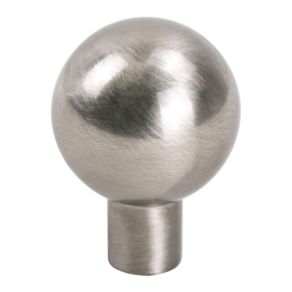 Round Brushed Nickel "Bulb" Ball Cabinet Knob