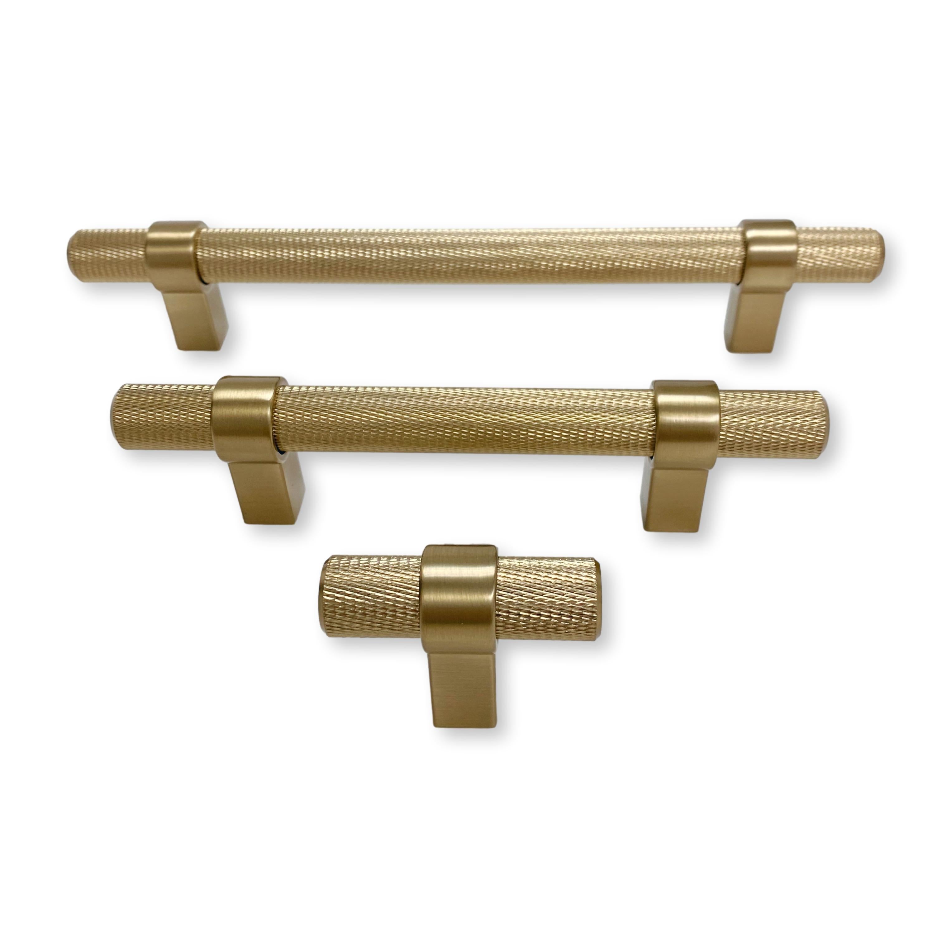 Knurled "Prelude" Champagne Bronze Cabinet Knobs and Drawer Pulls