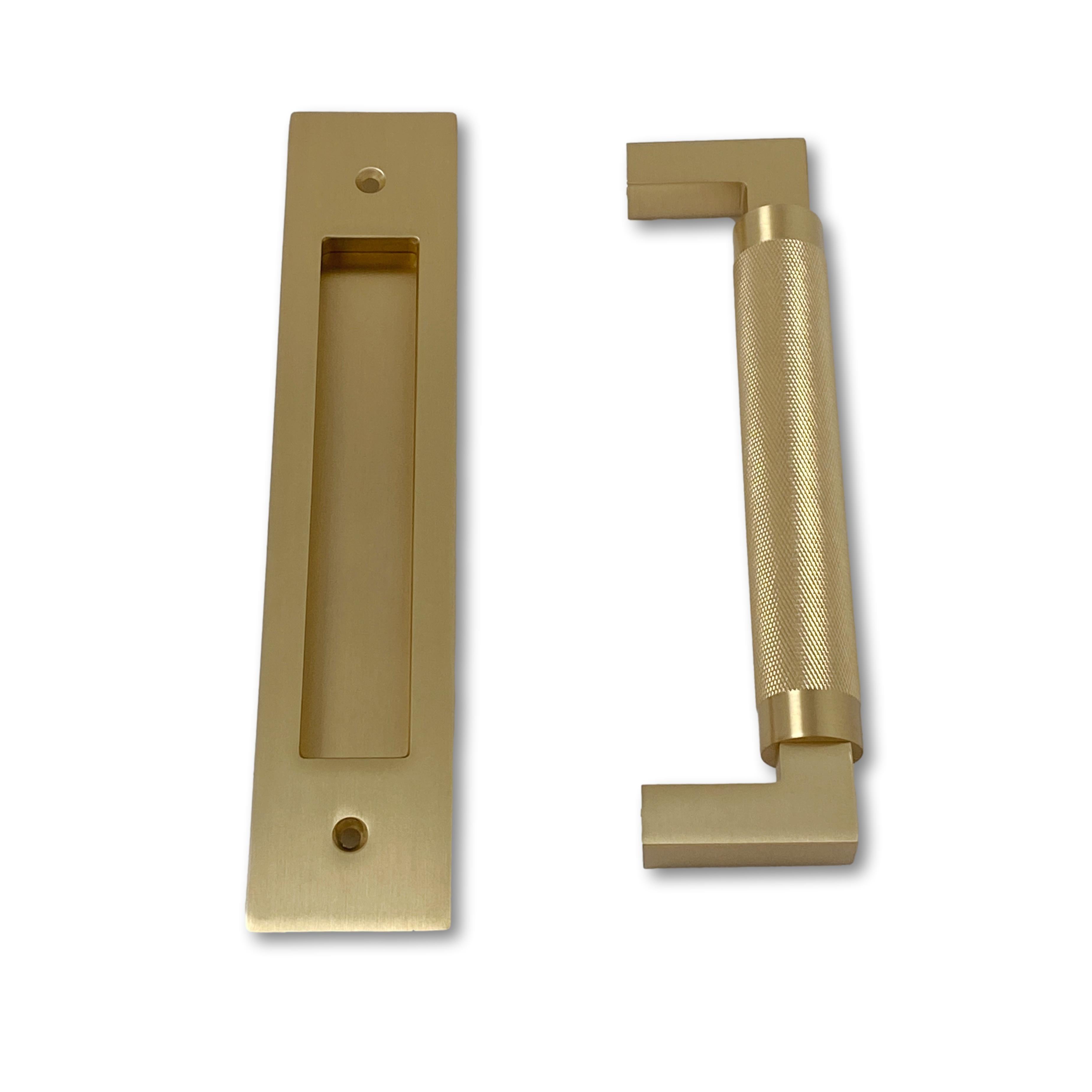 Door Flush Pull and Knurled Handle "Helix" Hardware for Interior Sliding and Barn Doors