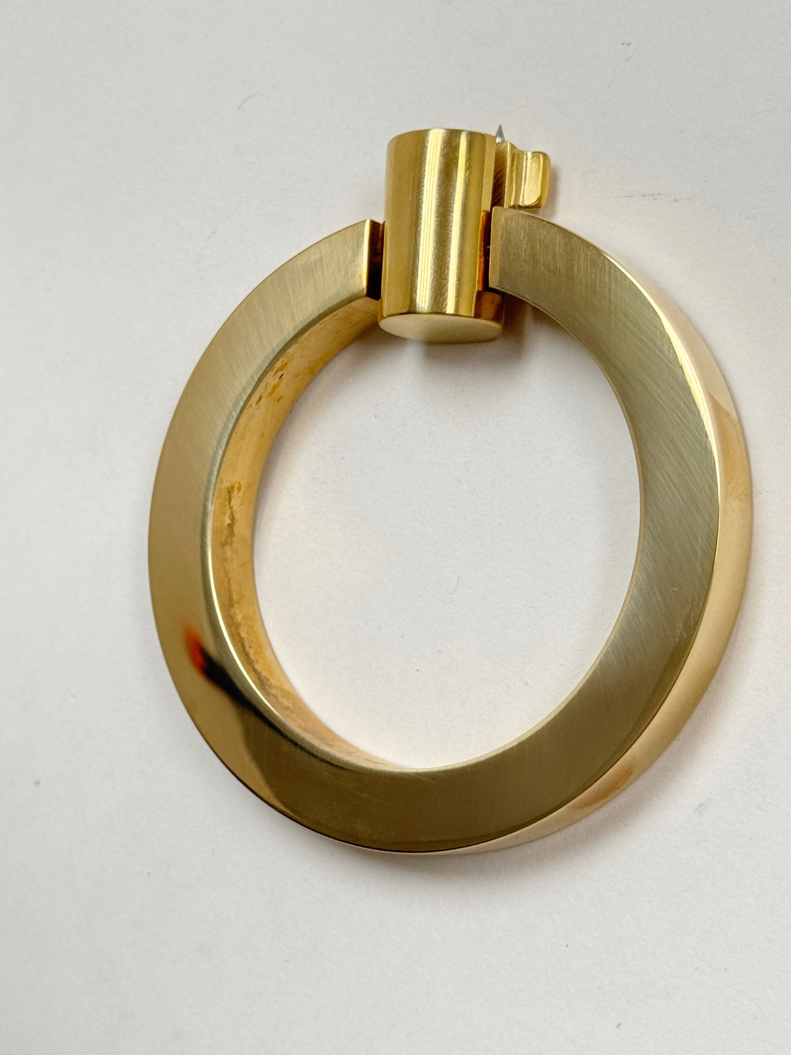Unlacquered Brass "Maya" Round Ring Pull Cabinet Knob