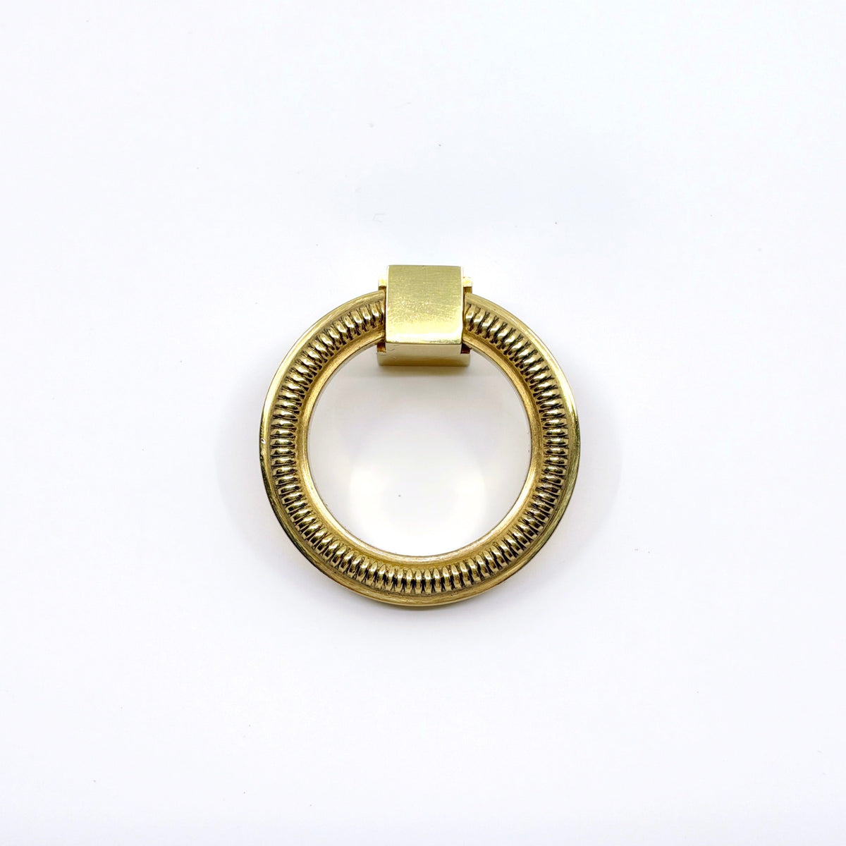 Polished Brass Reeded "Zaya" Round Ring Cabinet Pull