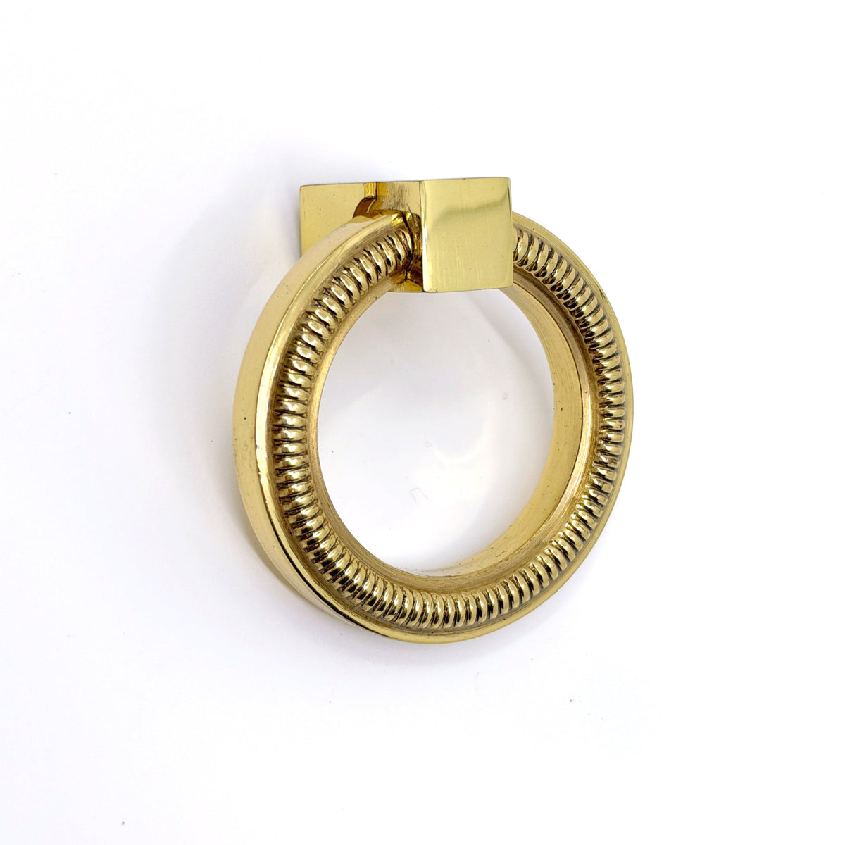 Polished Brass Reeded "Zaya" Round Ring Cabinet Pull