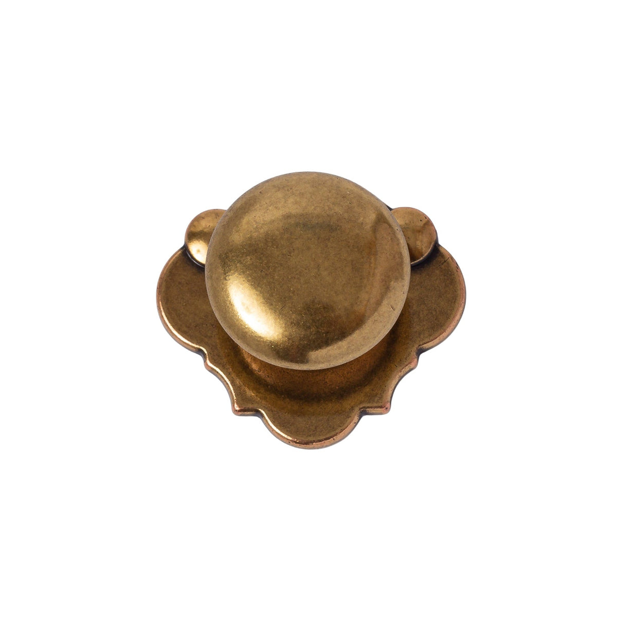 Antique Brass Round "Siena" Cabinet Knob with Backplate
