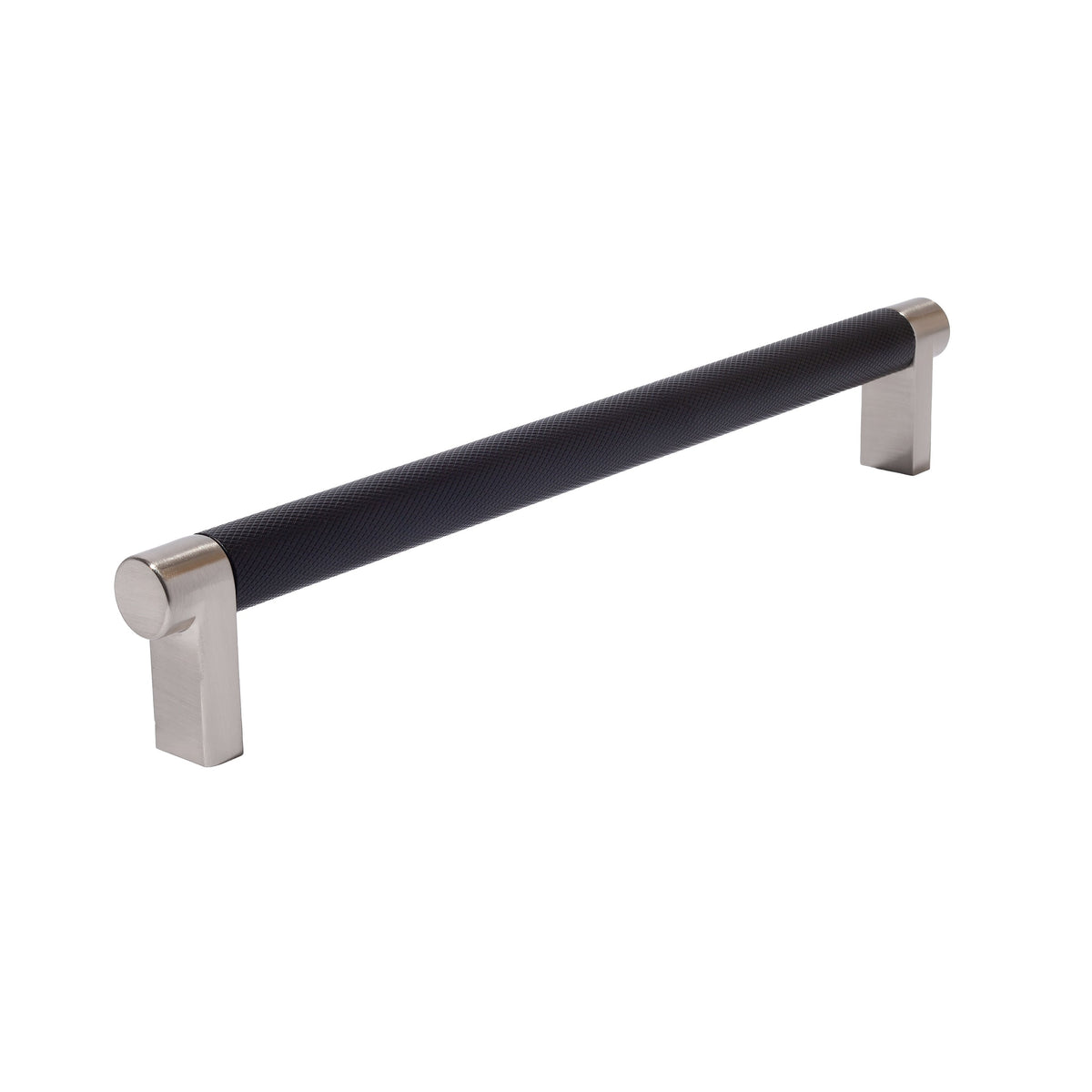 Knurled Satin Nickel and Black Cabinet Knobs and Drawer Pulls
