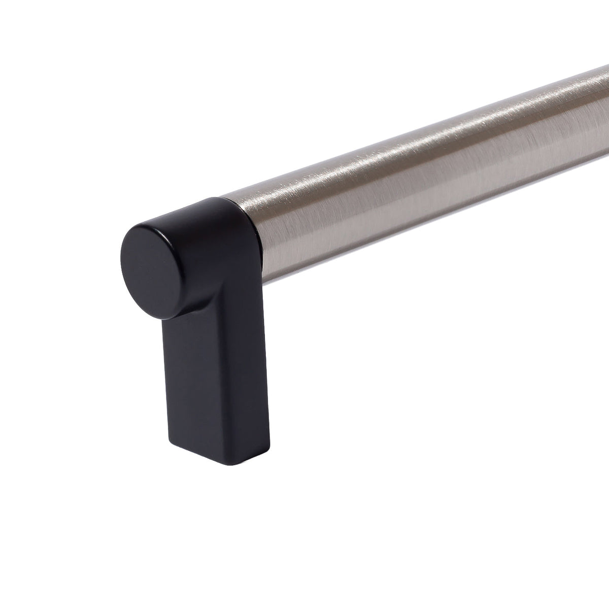 Smooth Satin Nickel and Black Cabinet Knobs and Drawer Pulls