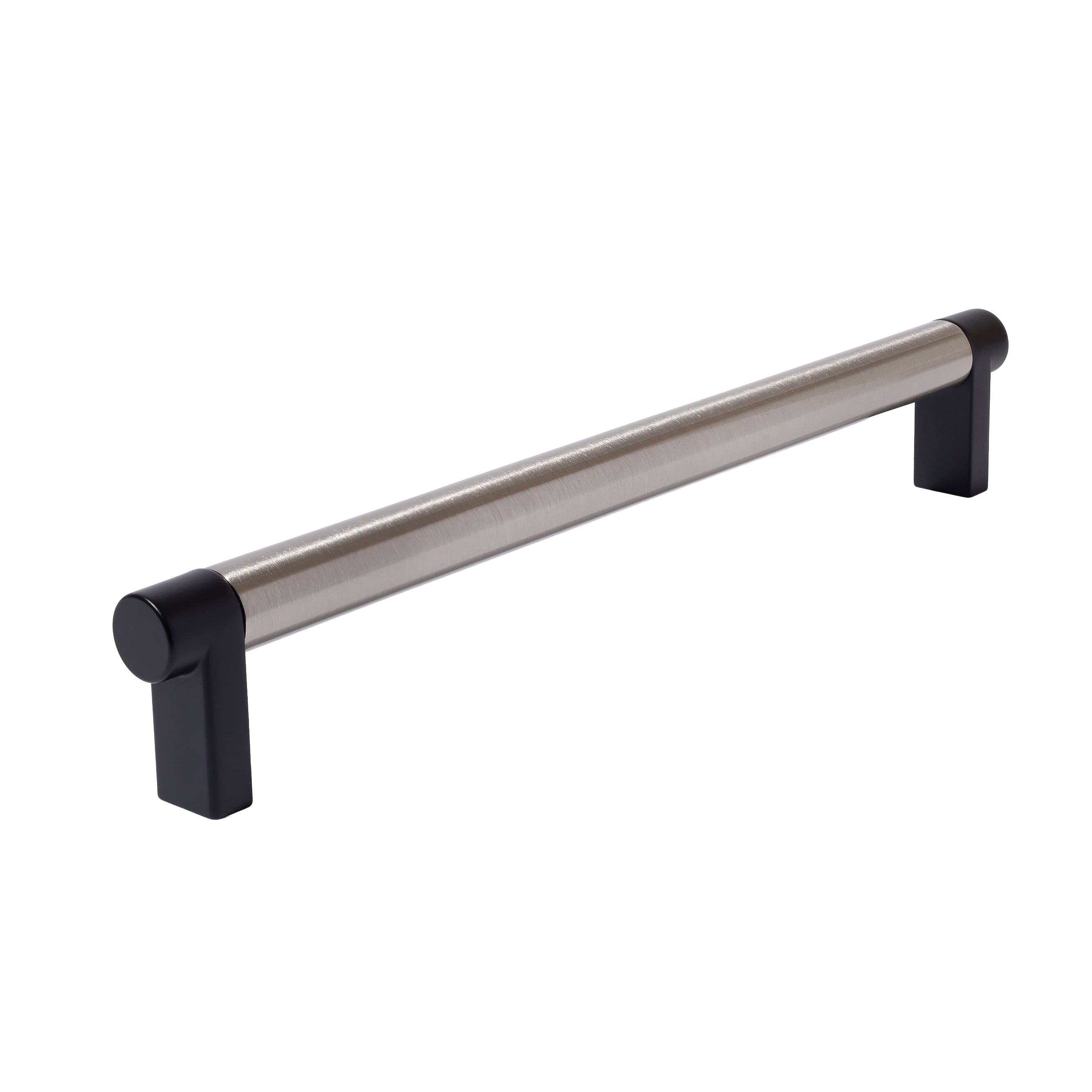 Smooth Satin Nickel and Black Cabinet Knobs and Drawer Pulls