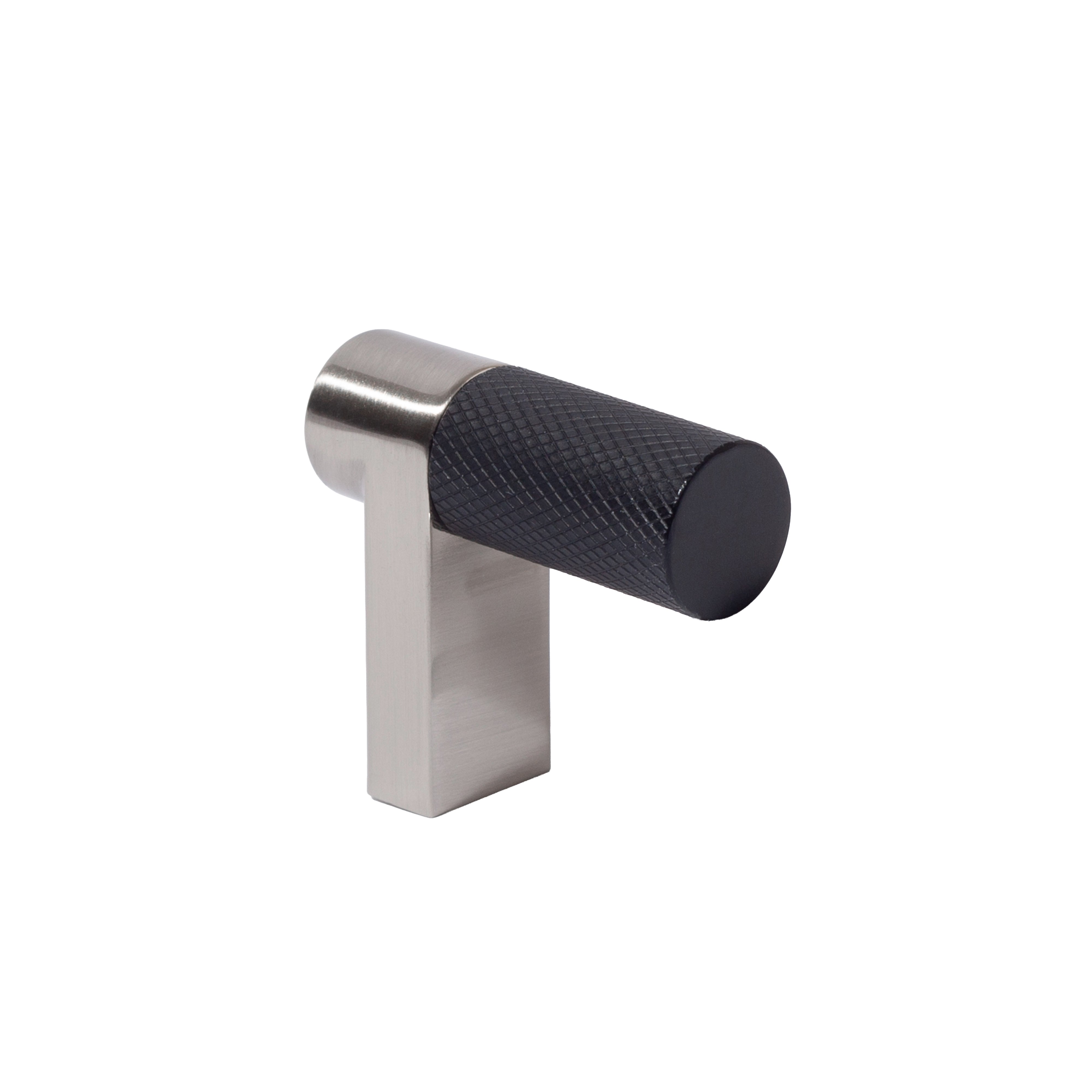 Knurled Satin Nickel and Black Cabinet Knobs and Drawer Pulls