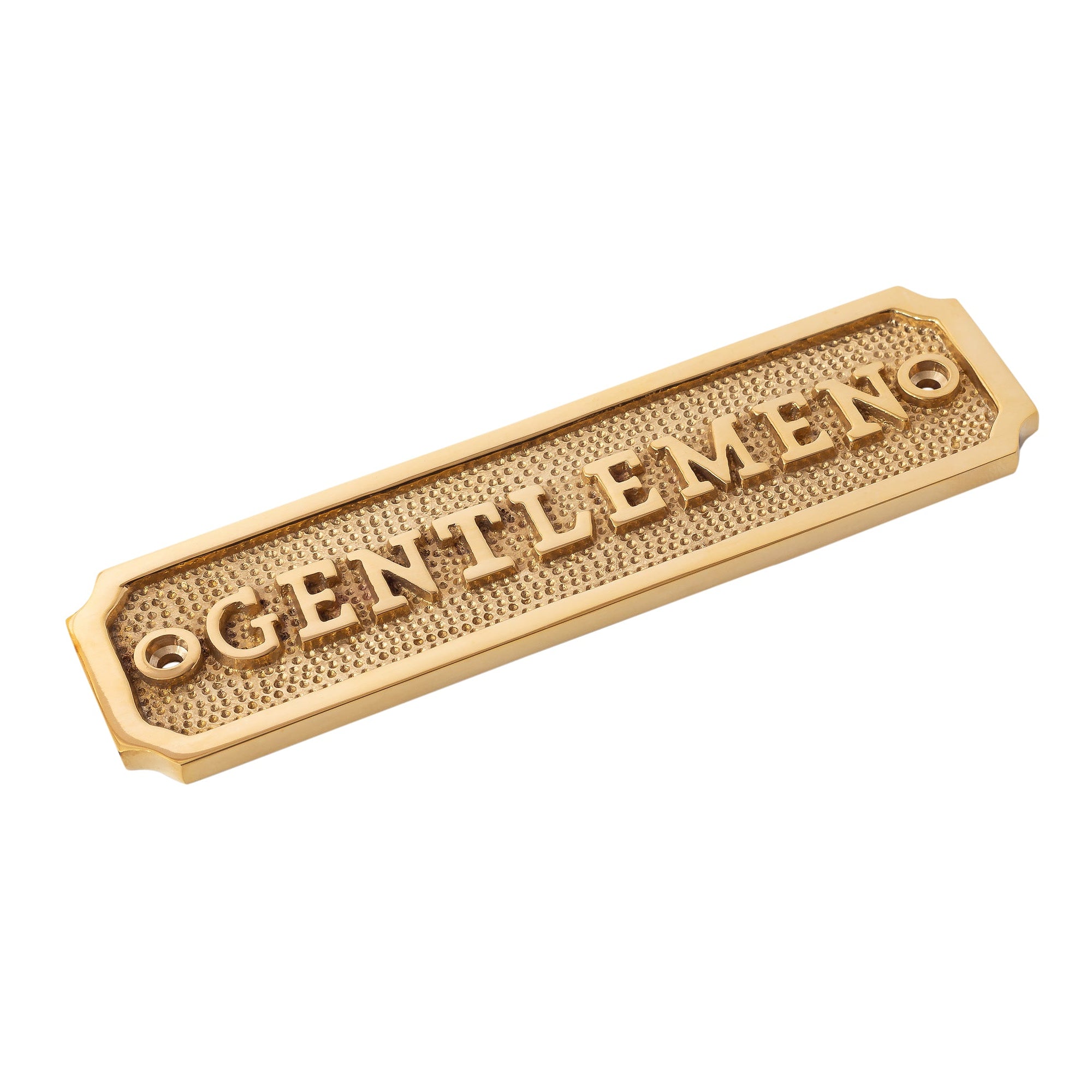 Brass Door Sign "Gentlemen" 5-1/2 in. Vintage Door Plate
