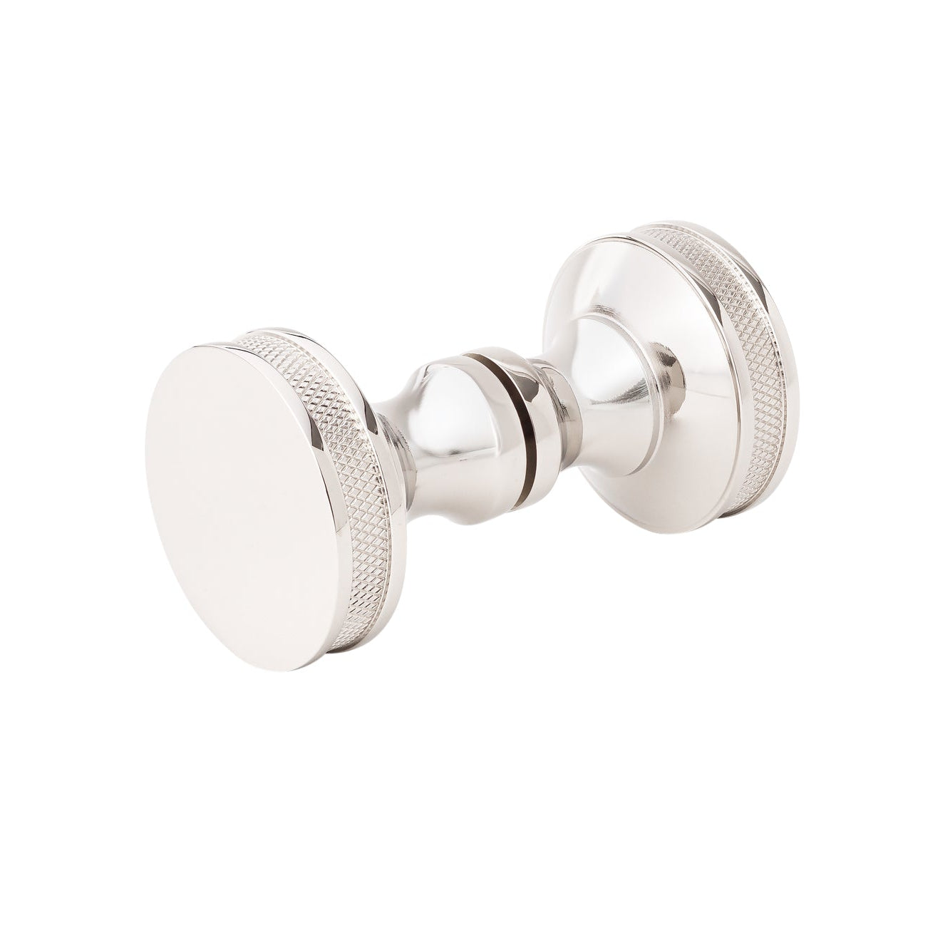 Polished Nickel "Knurled" Round Glass Shower Knob