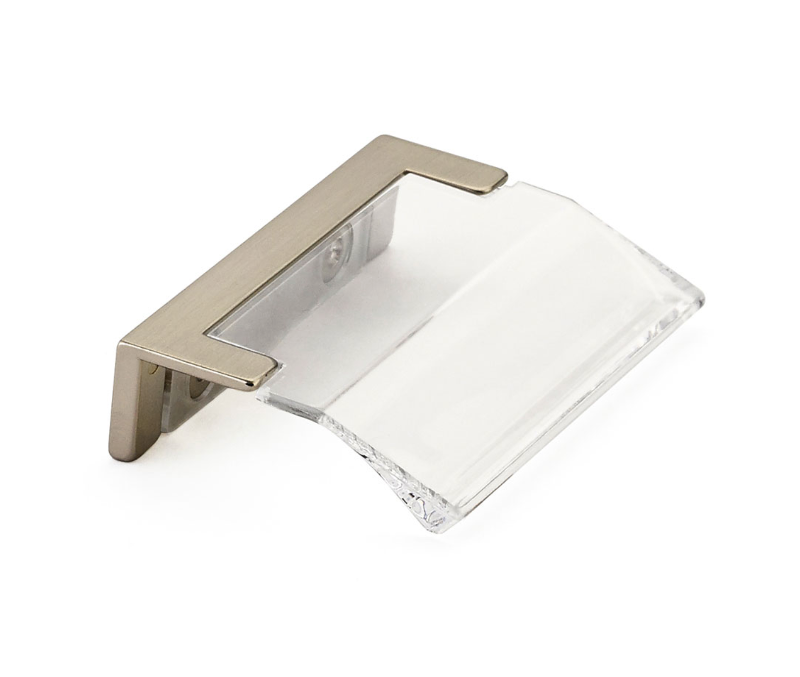 Satin Nickel "Ponce" Clear Glass Edge Drawer Pull - Industry Hardware