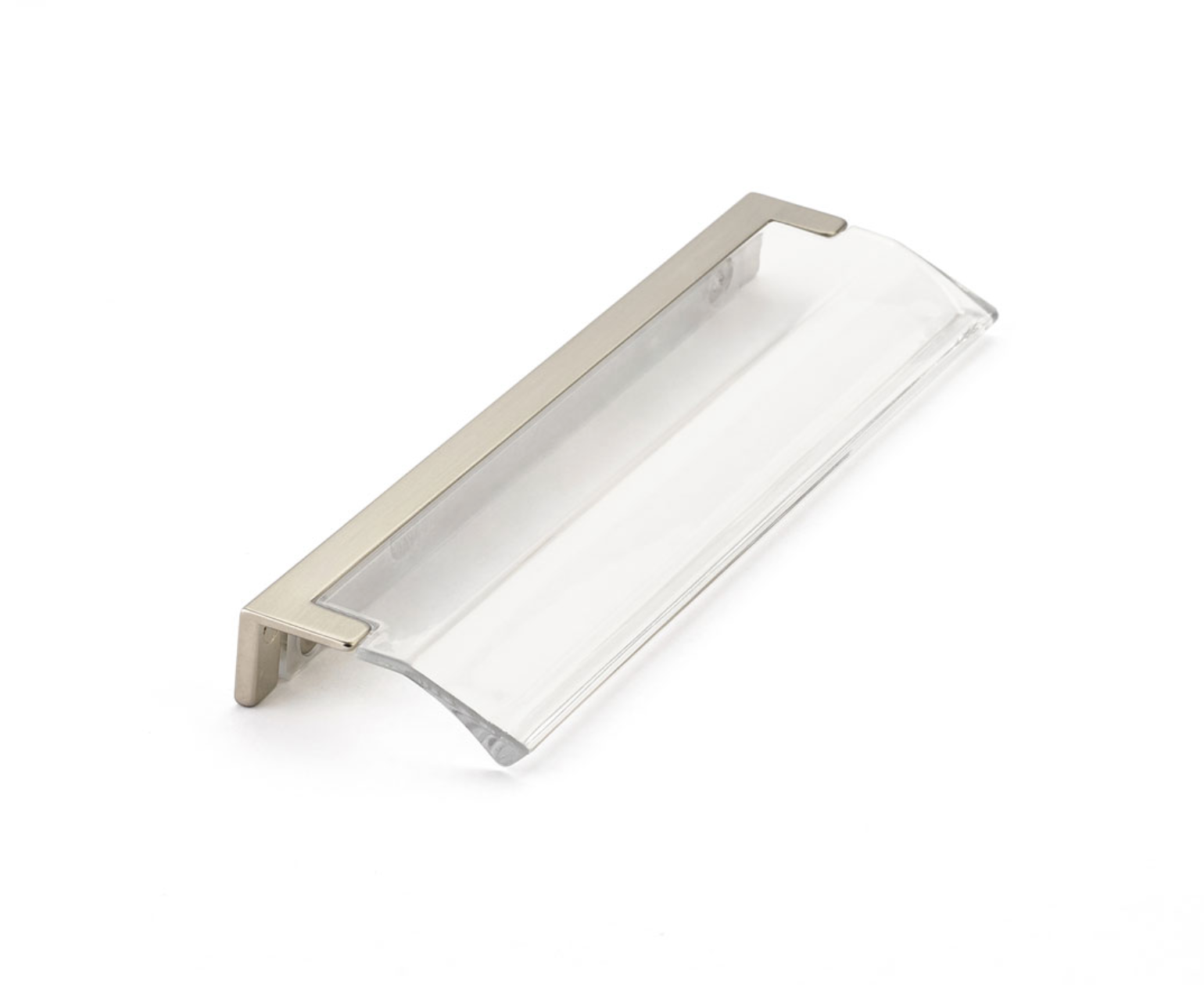 Satin Nickel "Ponce" Clear Glass Edge Drawer Pull
