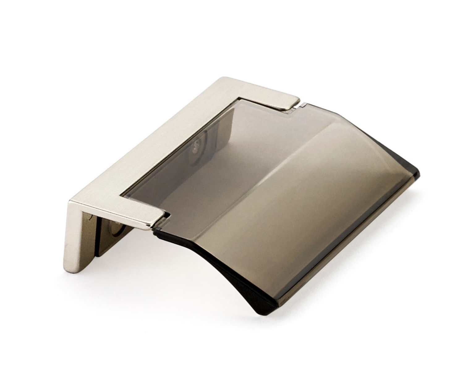 Satin Nickel "Ponce" Smoked Glass Edge Drawer Pull - Industry Hardware