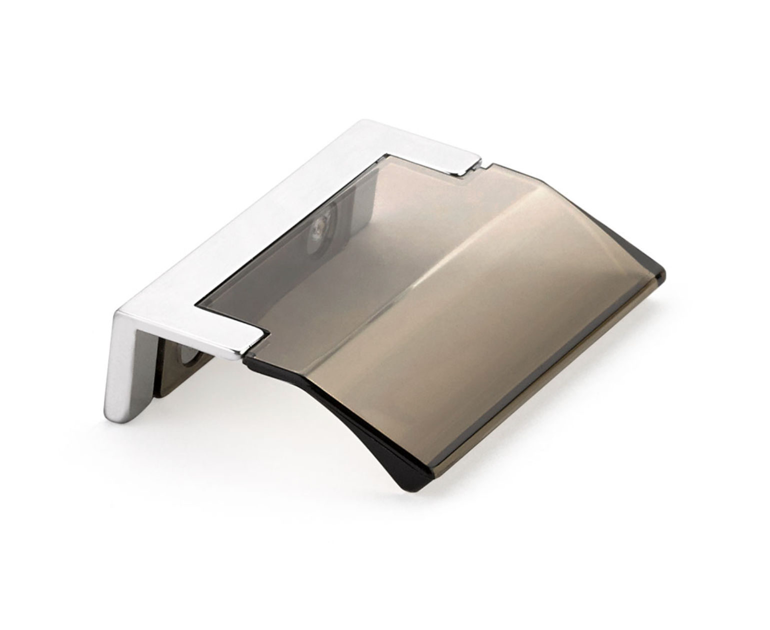 Polished Chrome "Ponce" Smoked Glass Edge Drawer Pull - Industry Hardware