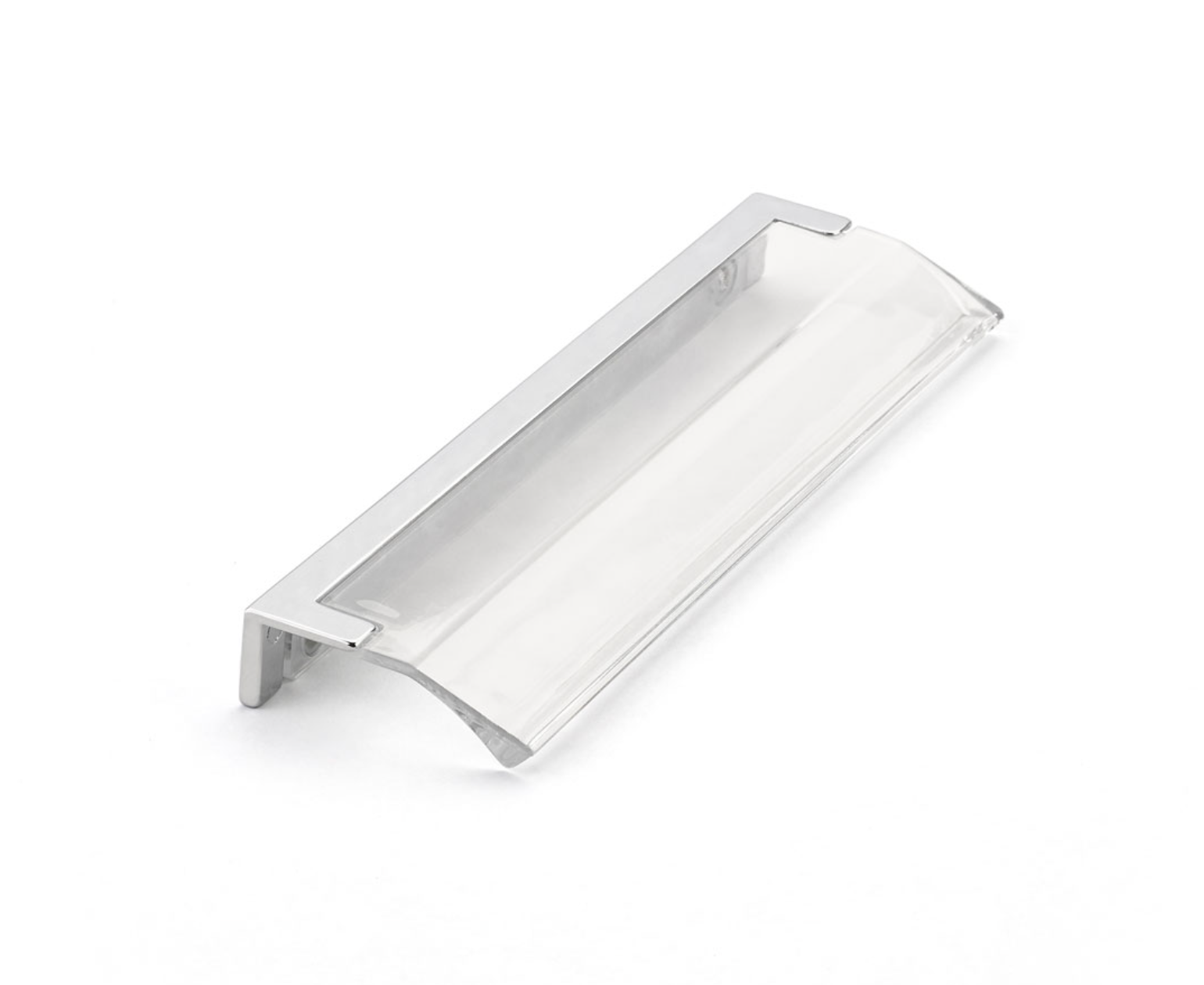 Polished Chrome "Ponce" Clear Glass Edge Drawer Pull