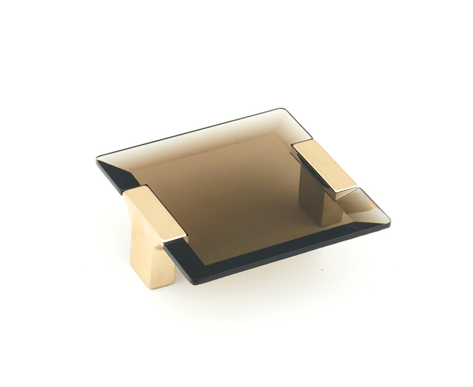 Satin Brass "Ponce" Smoked Glass Cabinet Knob and Drawer Pulls