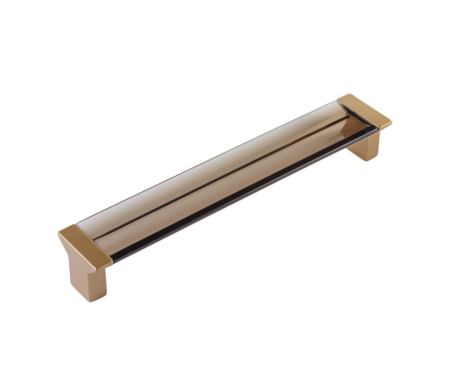 Satin Brass "Ponce" Smoked Glass Cabinet Knob and Drawer Pulls