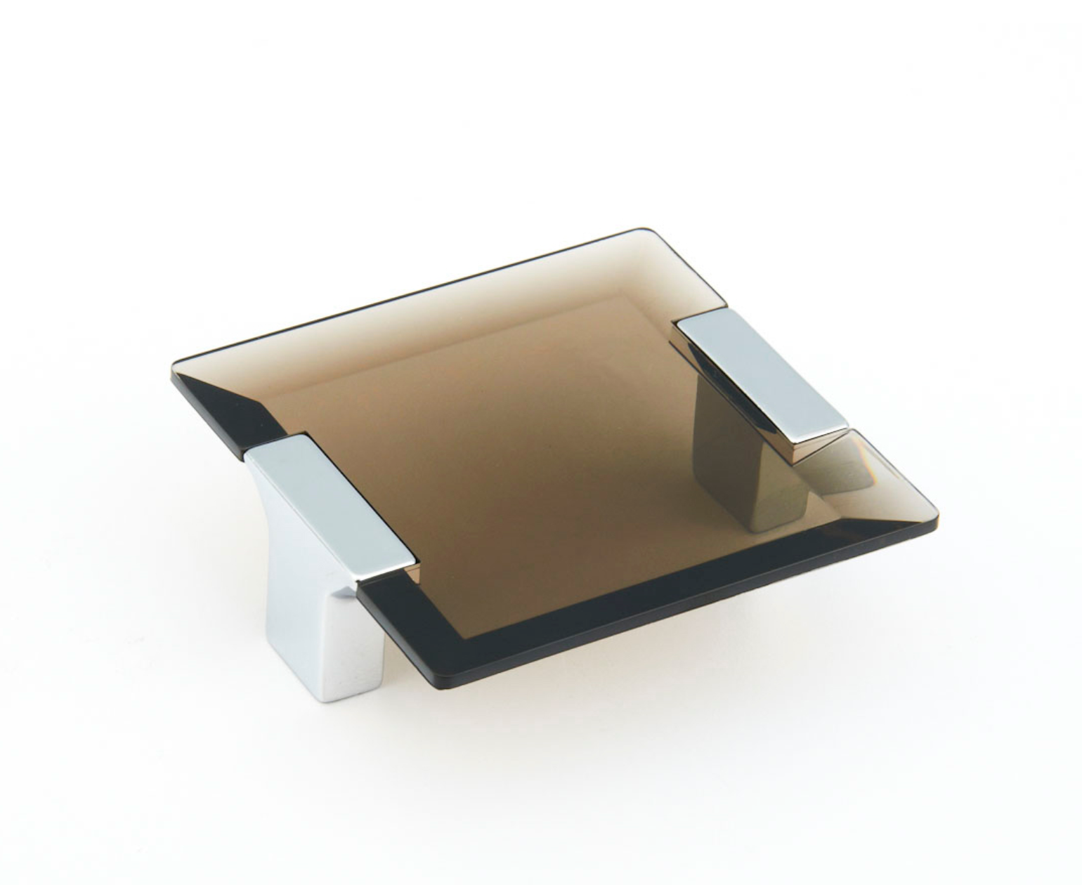Polished Chrome "Ponce" Smoked Glass Cabinet Knob and Drawer Pulls