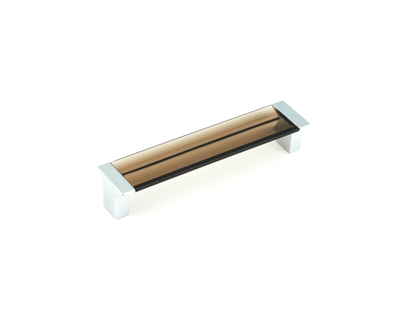 Polished Chrome "Ponce" Smoked Glass Cabinet Knob and Drawer Pulls
