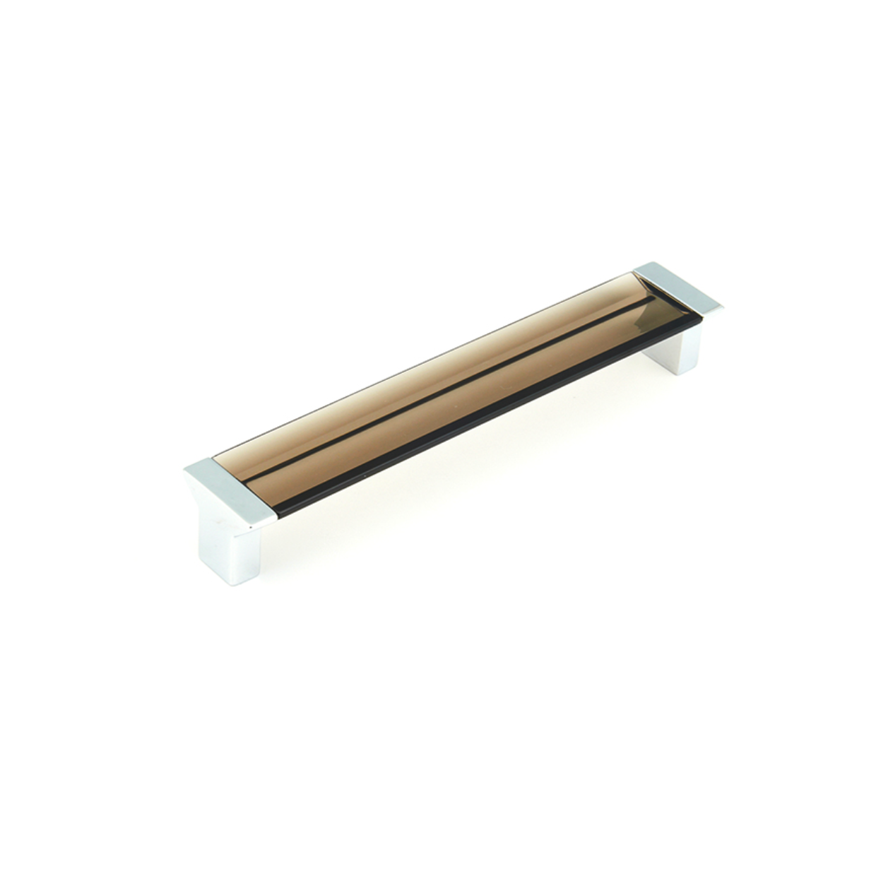 Polished Chrome "Ponce" Smoked Glass Cabinet Knob and Drawer Pulls