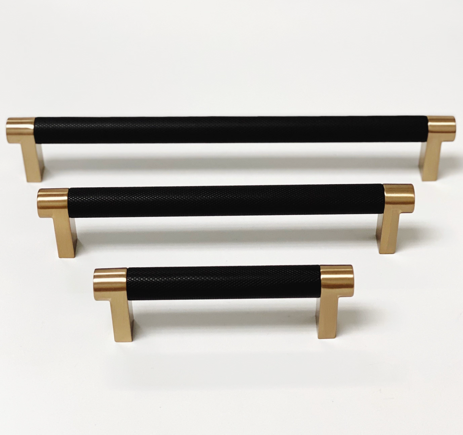 Knurled "Converse" Champagne Bronze and Black Knob and Pulls