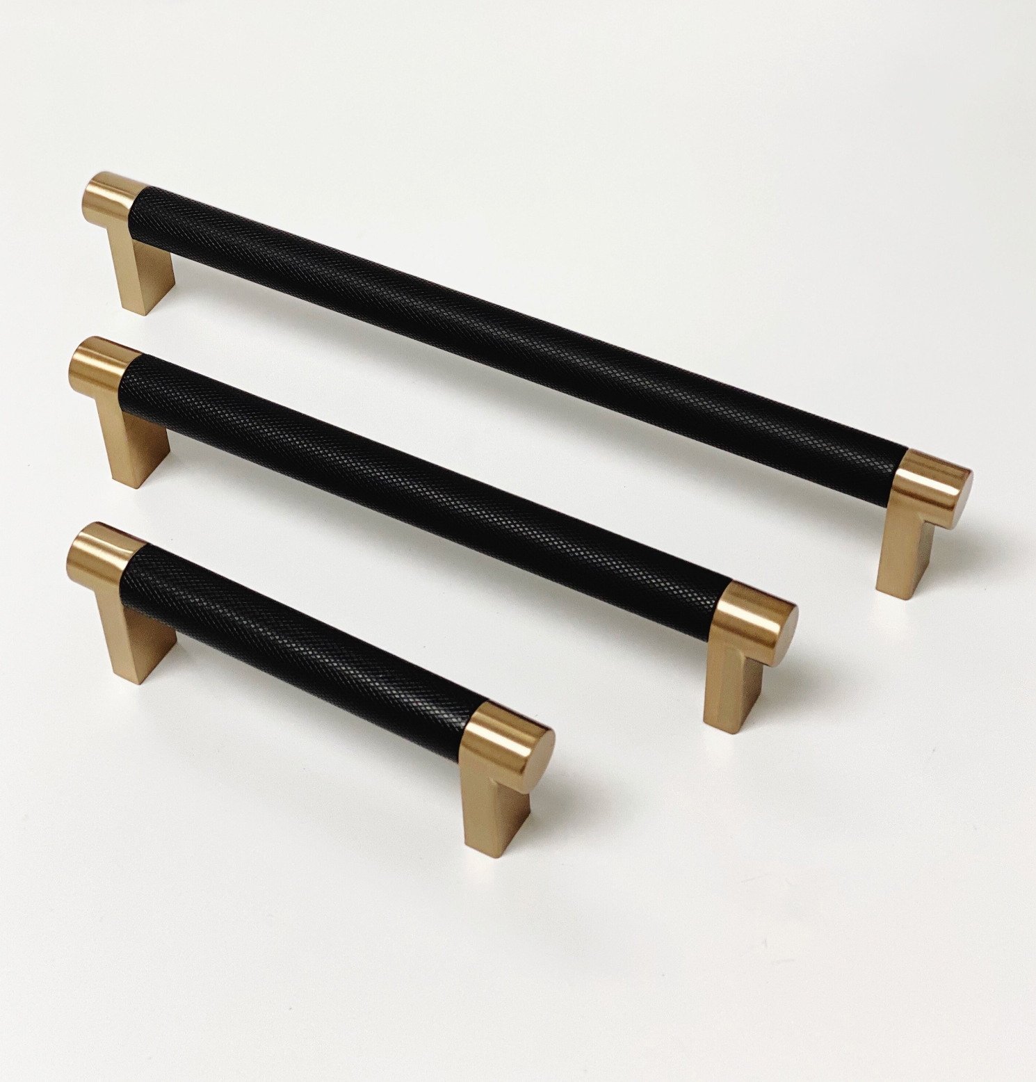 Knurled "Converse" Champagne Bronze and Black Knob and Pulls