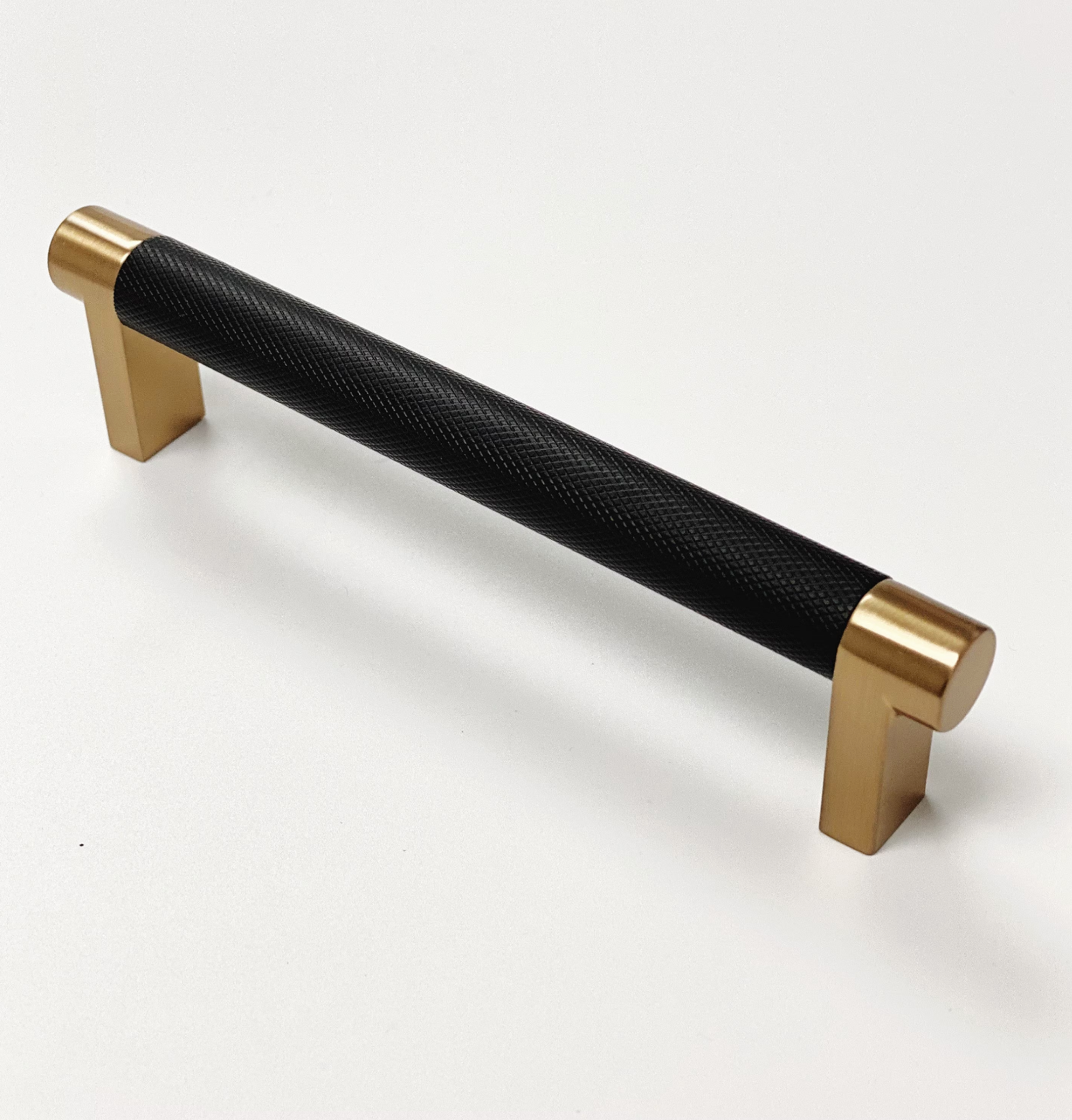 Knurled "Converse" Champagne Bronze and Black Knob and Pulls
