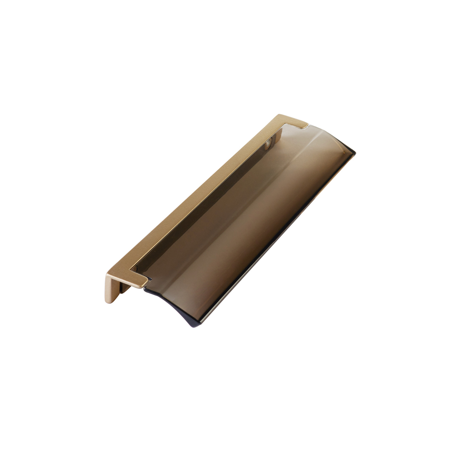 Satin Brass "Ponce" Smoked Glass Edge Drawer Pull