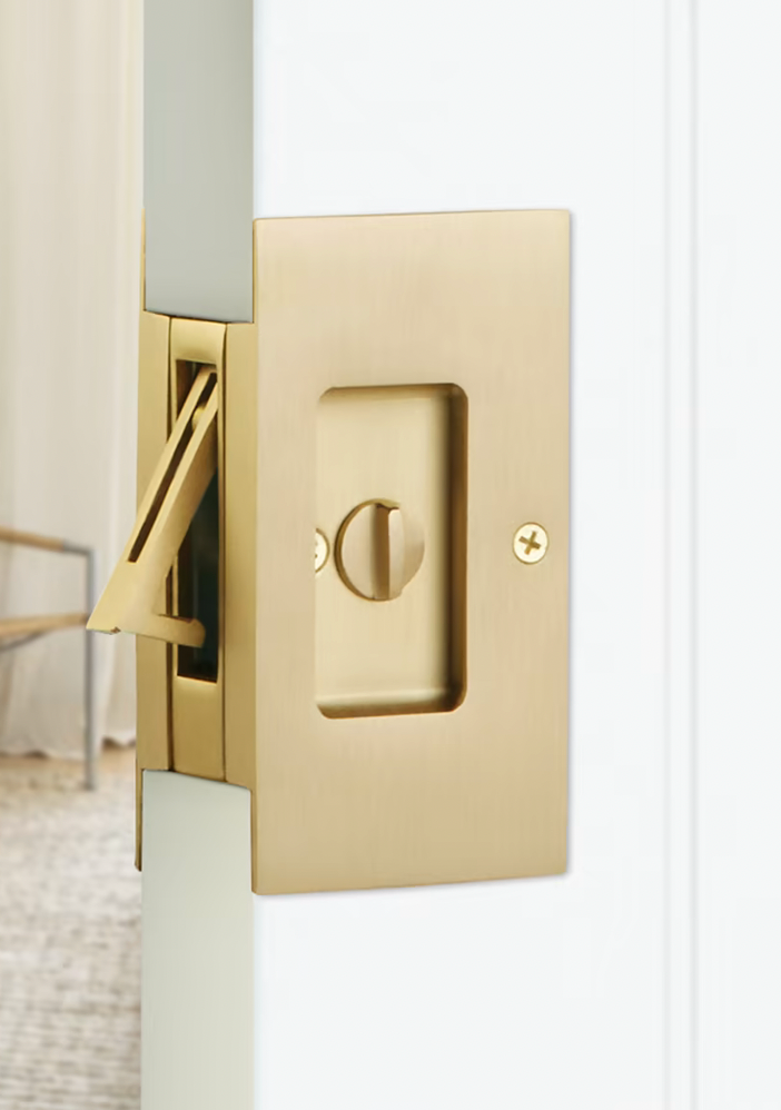 Polished Brass Pocket Door Lock Large 4-1/2" Bathroom Privacy Lock Hardware - Industry Hardware