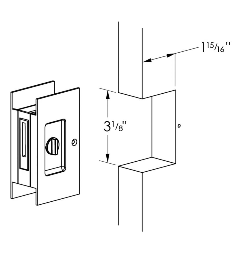 Unlacquered Brass Pocket Door Lock Large 4-1/2" Bathroom Privacy Lock Hardware - Industry Hardware