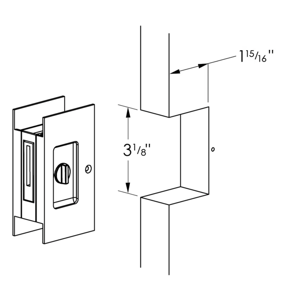 Polished Chrome Pocket Door Lock Large 4-1/2" Bathroom Privacy Lock Hardware - Industry Hardware