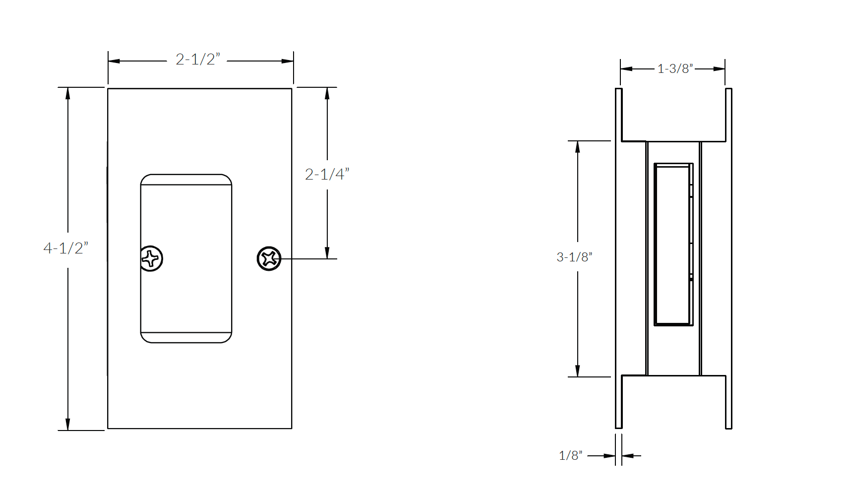 Polished Chrome Pocket Door Lock Large 4-1/2" Bathroom Privacy Lock Hardware - Industry Hardware